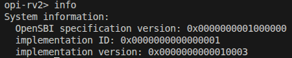 Expected output of the info command